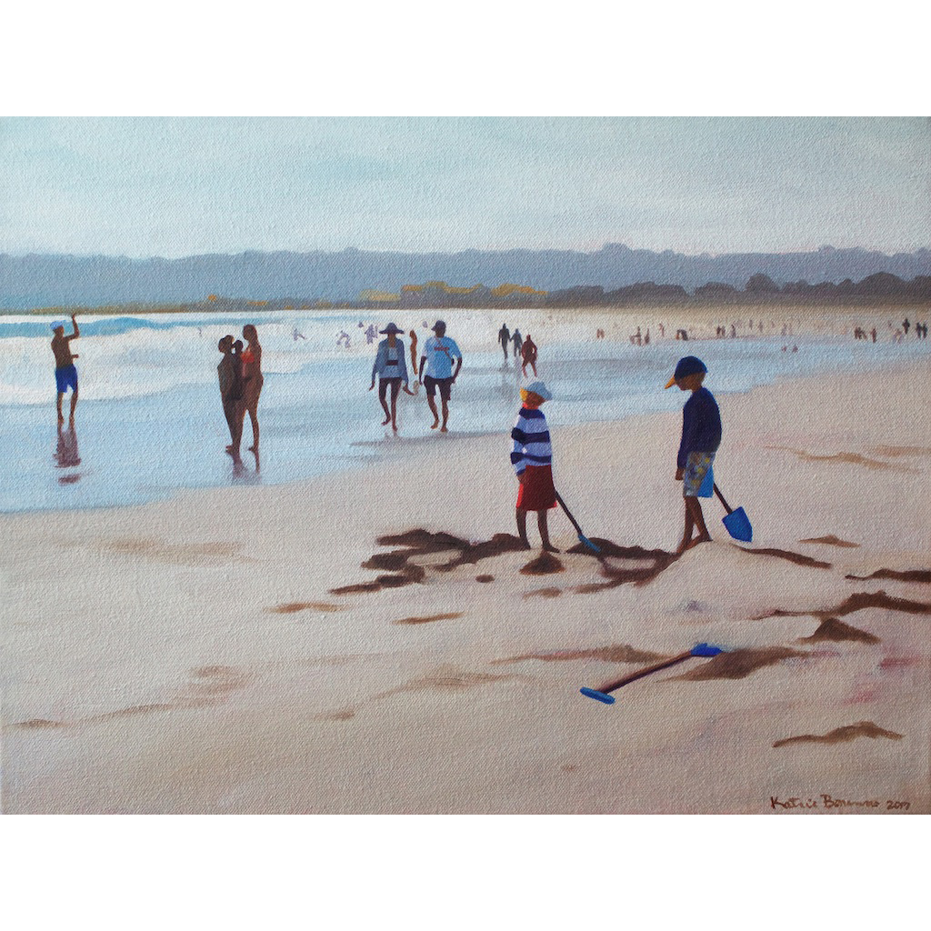 photo: oil on canvas painting by artist Katrie Bonanno of beach scene Post Meridian